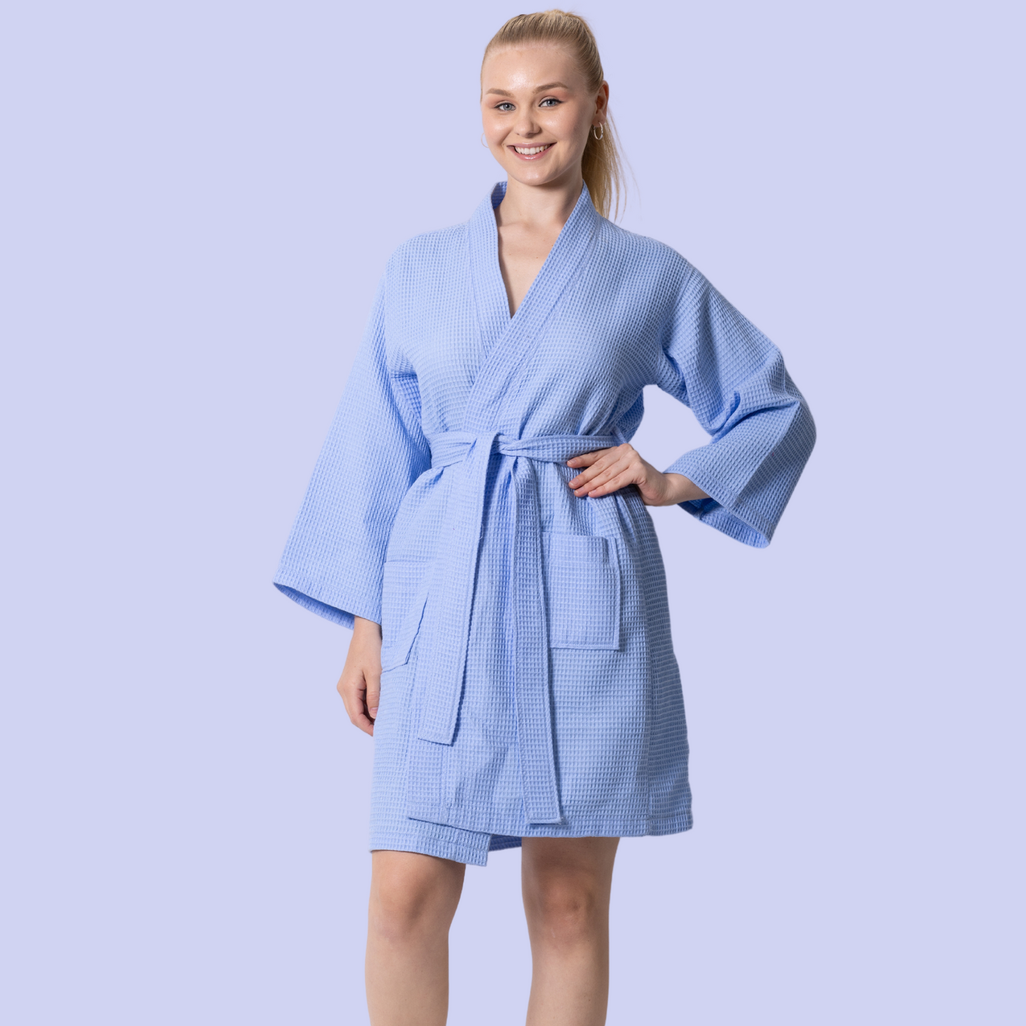 Knee-Length Women's Waffle Bathrobe