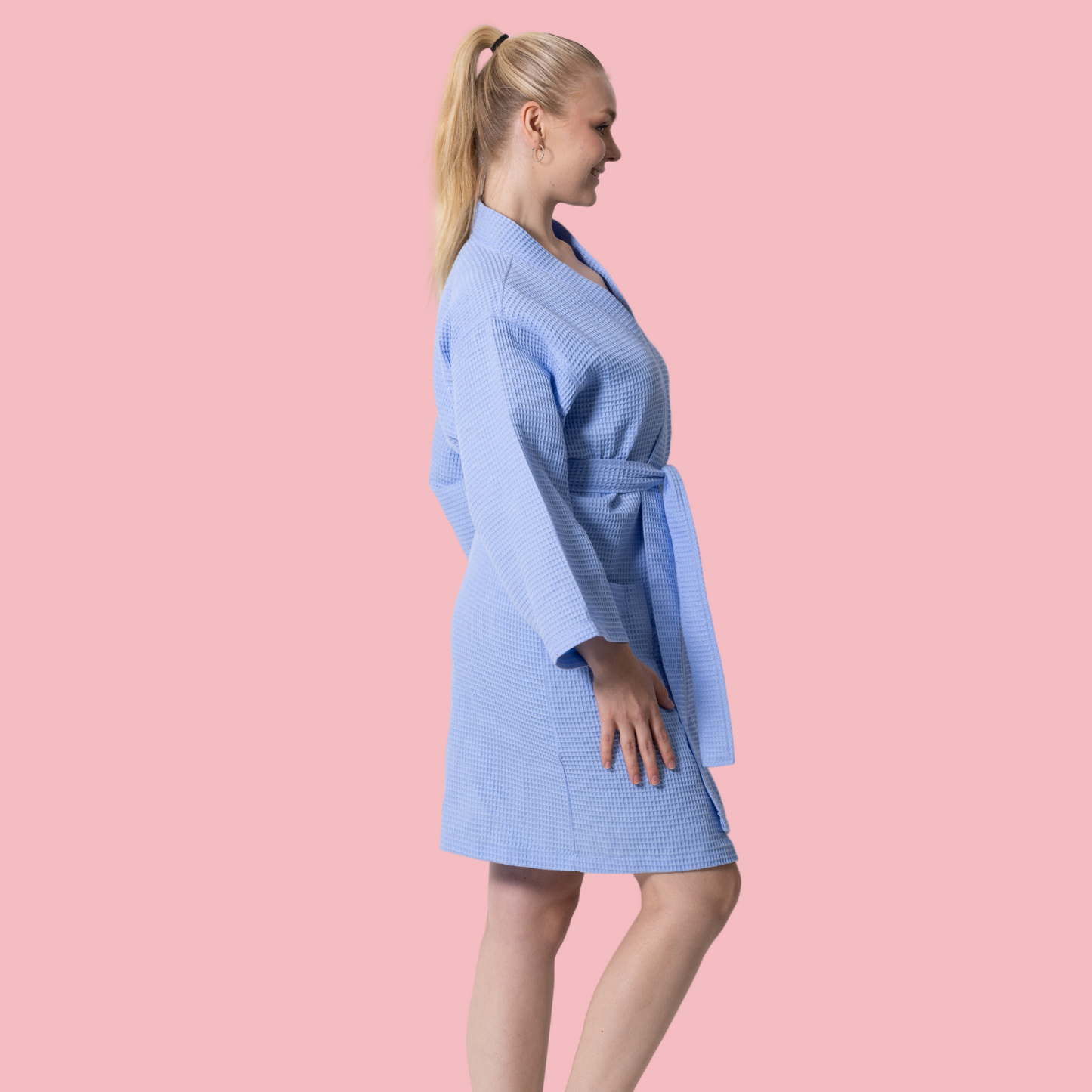 Knee-Length Women's Waffle Bathrobe