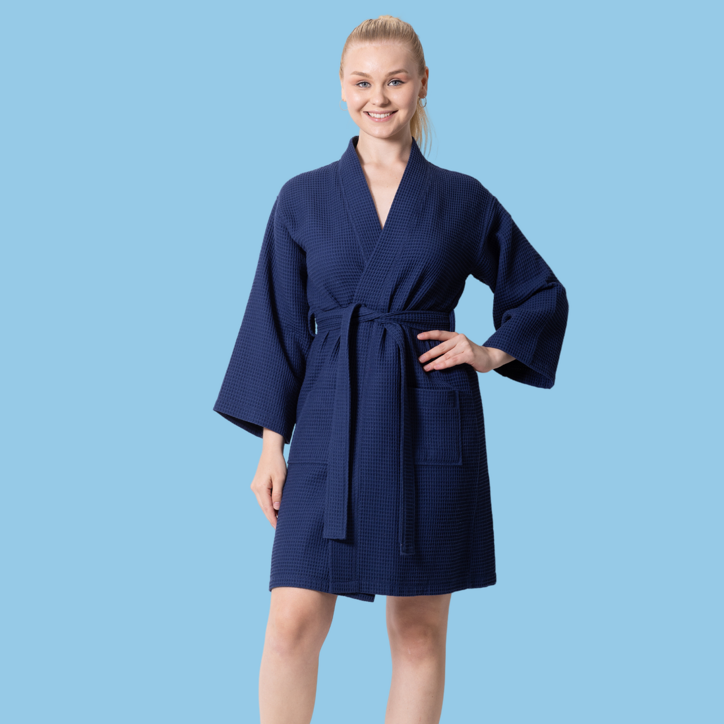 Knee-Length Women's Waffle Bathrobe