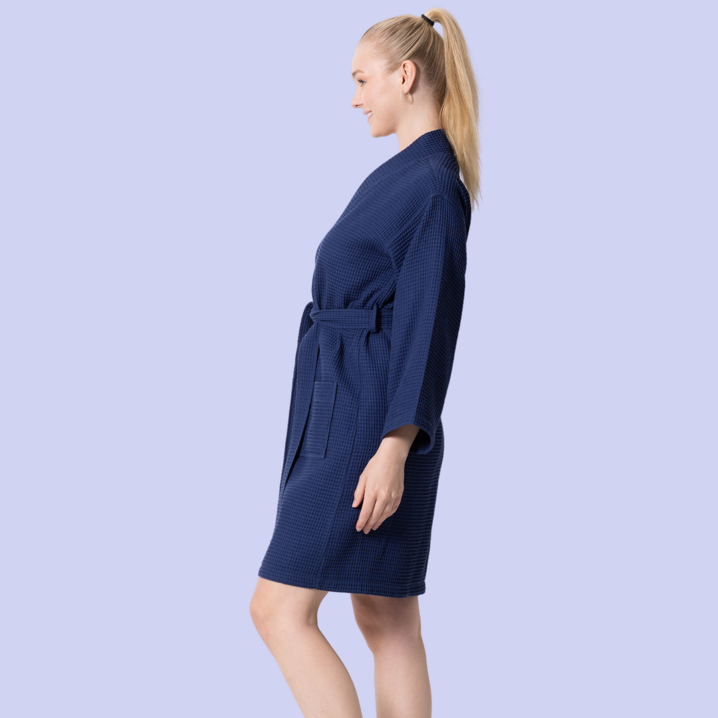 Knee-Length Women's Waffle Bathrobe