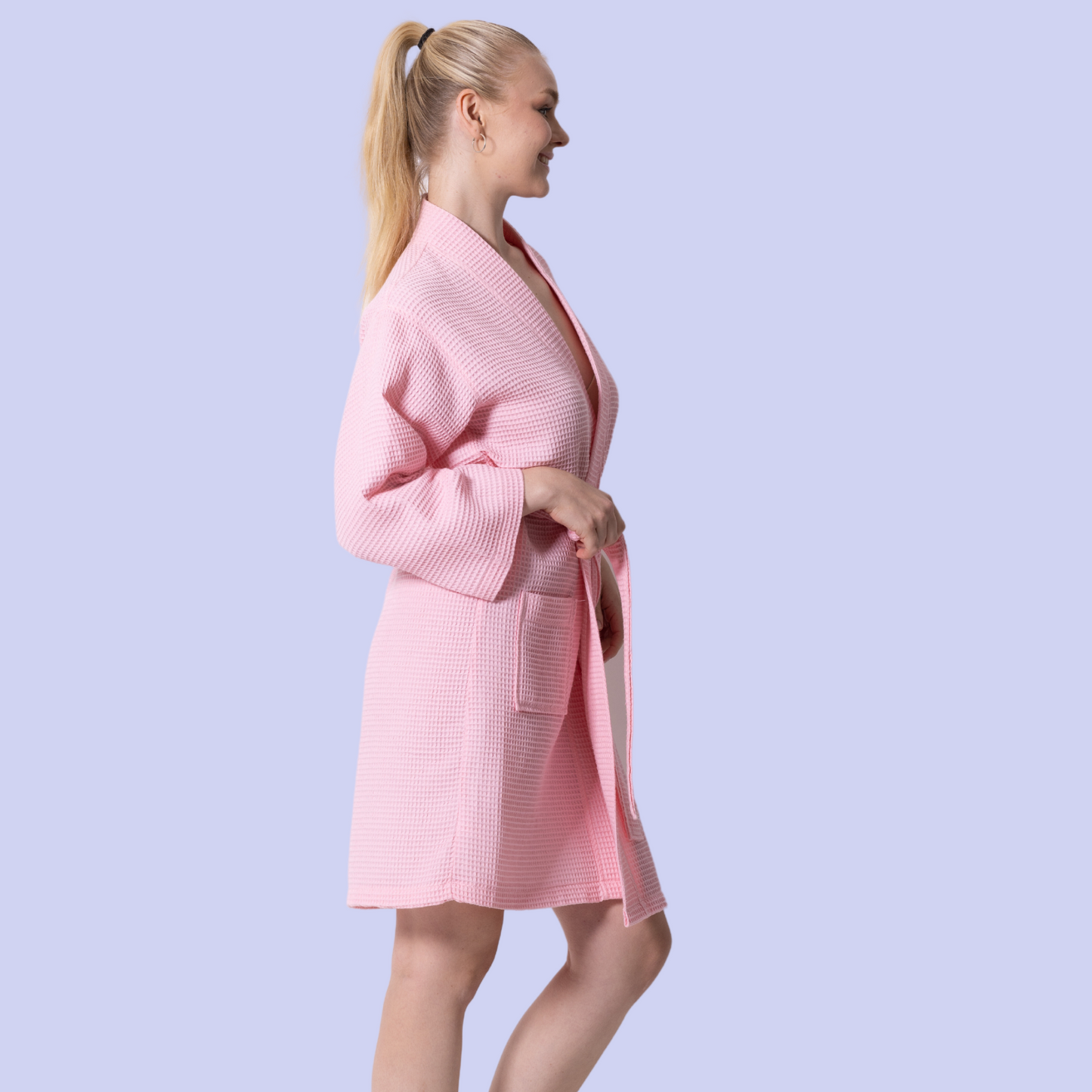 Knee-Length Women's Waffle Bathrobe
